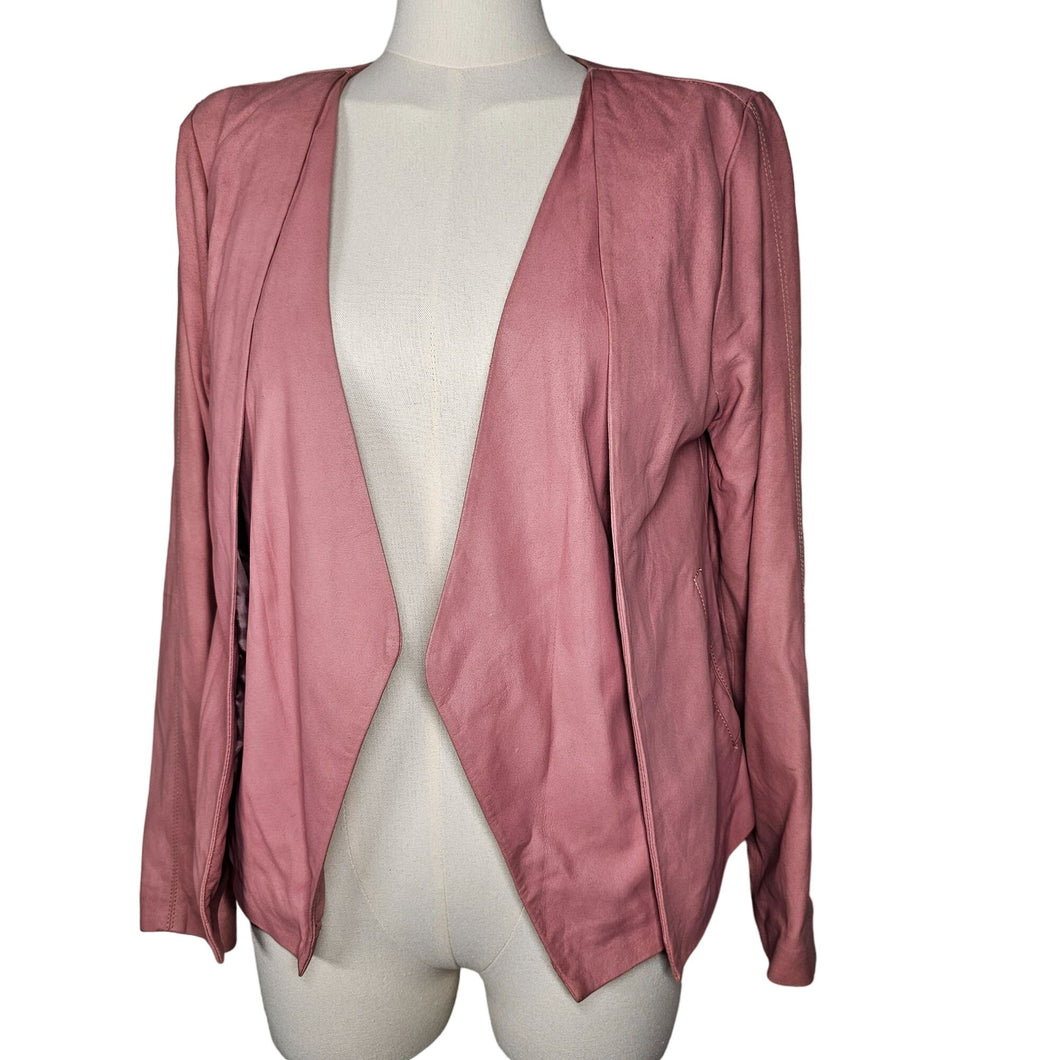 Cupcakes and Cashmere Leather Pink Open Blazer Jacket Women's Small
