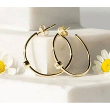 Load image into Gallery viewer, Marrin Costello Curateur Hoop Earrings 14k Gold Plated Sterling Silver Topaz
