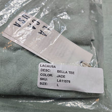 Load image into Gallery viewer, Lacausa Bella Baby Tee Shirt Jade Green Ribbed LA11576 Sz Large
