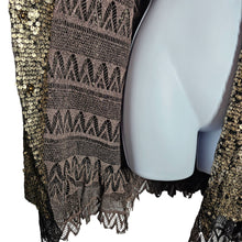 Load image into Gallery viewer, Free People Gold Tarnished Sequin Stardust Longsleeve Jacket Lace Pockets Medium
