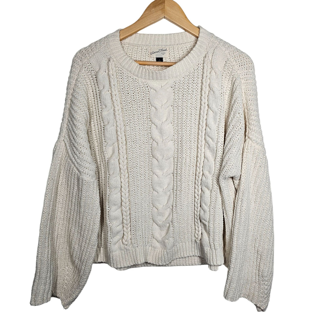 Universal Threads Chunky Cable Knit Sweater Soft White, Women's L