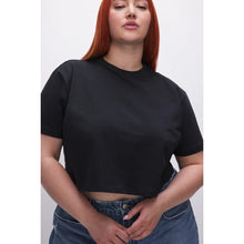 Load image into Gallery viewer, Good American Cotton Black Heritage Cropped Tee GT0276V Women&#39;s 5XL
