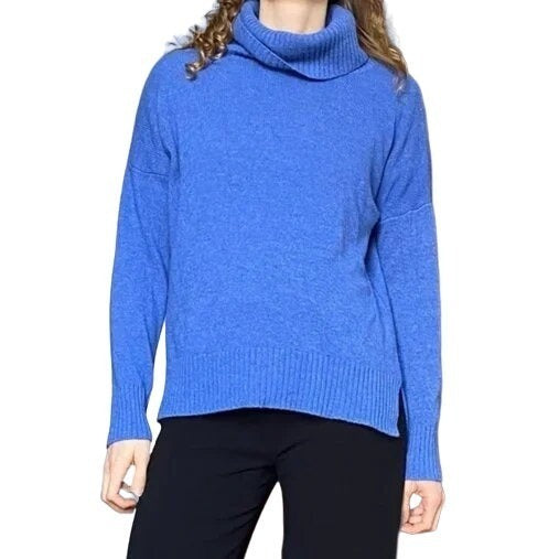 Benedetta B Blue Turtleneck Merino Wool Cashmere Sweater Italian Women's Small