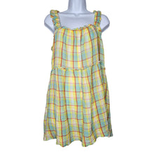 Load image into Gallery viewer, Anthropologie Ruffled Babydoll Tank Dress Colorful Plaid Square Neck Women M/L
