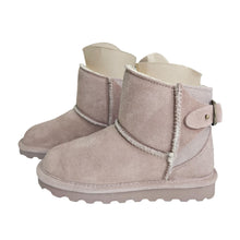 Load image into Gallery viewer, BEARPAW Betty Shearling Ankle Boot Taupe Tan Caviar Suede Youth Girls 1
