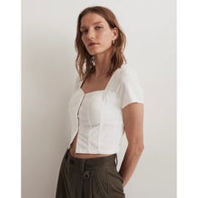 Load image into Gallery viewer, Madewell Poplin Hook-Front Top Crop Sweetheart Neck NM387 White Women Size 2
