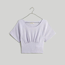 Load image into Gallery viewer, Madewell Orchid Shirred Crewneck Crop Top Dusty Lavender NL367 Women&#39;s XXS
