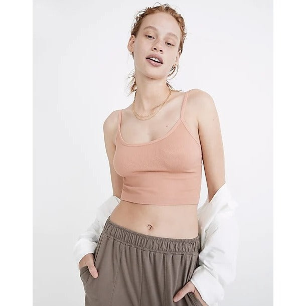 Madewell Seamless Crop Cami Top NF341 Ground Clay Pink Terracotta Women's L/XL