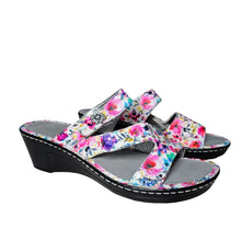 Load image into Gallery viewer, Alegria by PG Lite Loti Leather Wedge Sandal White Multicolor Women Size EU42
