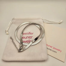 Load image into Gallery viewer, Jennifer Zeuner Alie Necklace Silver IP Plated Herringbone With Dust Bag NWT
