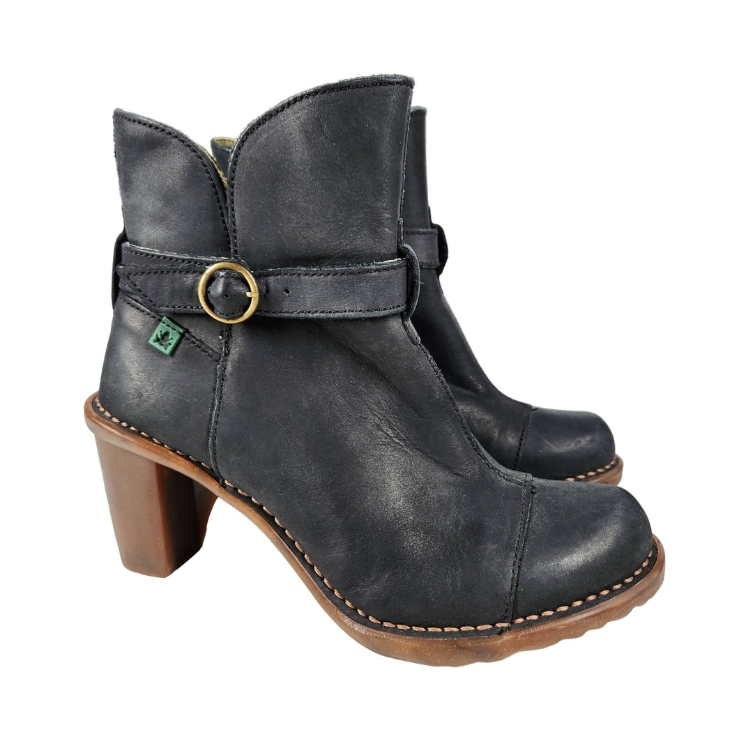 EL Naturalista Duna Black Heeled Boot Leather N528 Women's EU 37